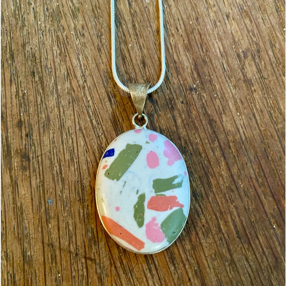 Mosaic jasper stone pendant NWOT
